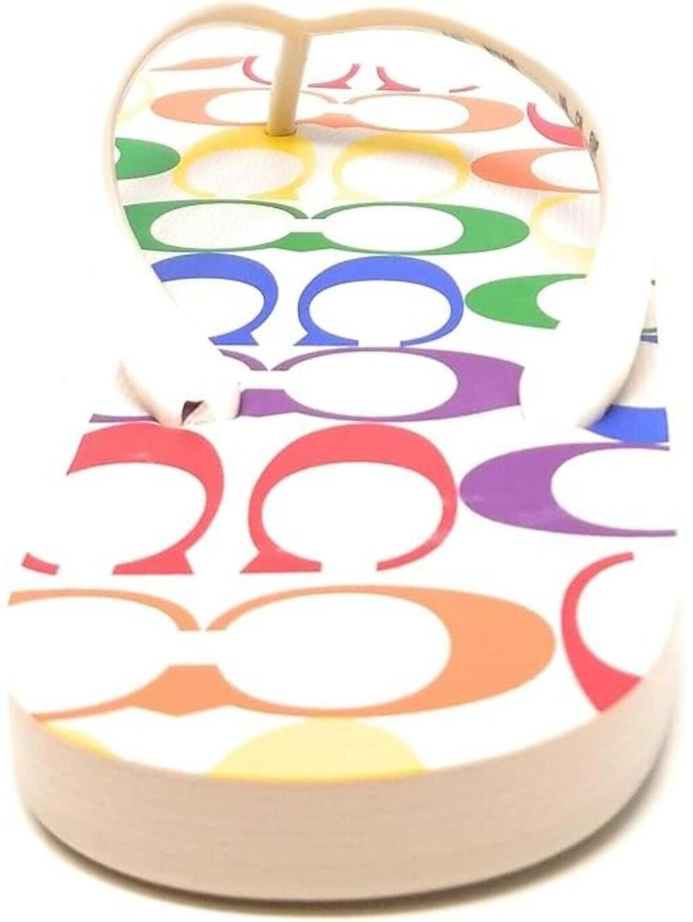 COACH Women's Zak Flip Flops Signature Rainbow Pride Thong Sandals Size 10 NEW - Picture 3 of 5